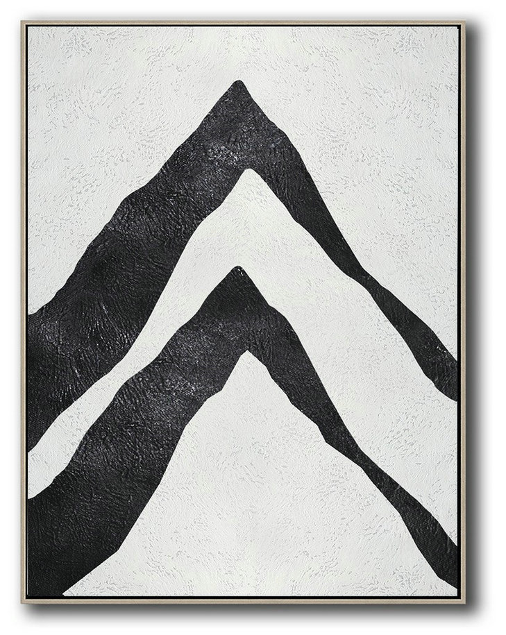 Black And White Minimal Painting On Canvas,Oversized Canvas Art #X2A2